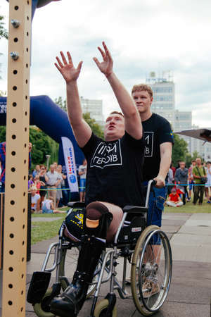 under the brand name "games for heroes" - the stage of the sports crossfit of all Ukrainian competitions for veterans of the war in Kharkov on June 9, 2018のeditorial素材