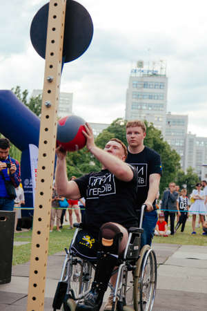 under the brand name "games for heroes" - the stage of the sports crossfit of all Ukrainian competitions for veterans of the war in Kharkov on June 9, 2018のeditorial素材