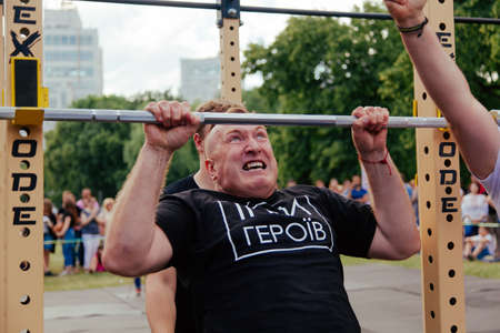 under the brand name "games for heroes" - the stage of the sports crossfit of all Ukrainian competitions for veterans of the war in Kharkov on June 9, 2018のeditorial素材
