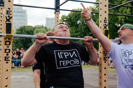 under the brand name "games for heroes" - the stage of the sports crossfit of all Ukrainian competitions for veterans of the war in Kharkov on June 9, 2018のeditorial素材