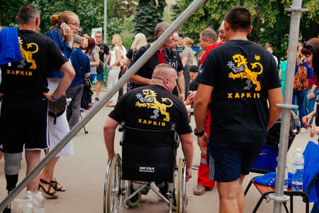 under the brand name "games for heroes" - the stage of the sports crossfit of all Ukrainian competitions for veterans of the war in Kharkov on June 9, 2018のeditorial素材