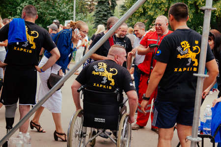 under the brand name "games for heroes" - the stage of the sports crossfit of all Ukrainian competitions for veterans of the war in Kharkov on June 9, 2018のeditorial素材