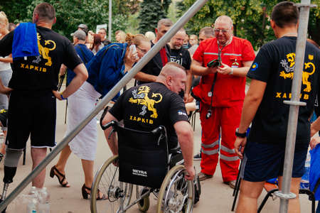 under the brand name "games for heroes" - the stage of the sports crossfit of all Ukrainian competitions for veterans of the war in Kharkov on June 9, 2018のeditorial素材
