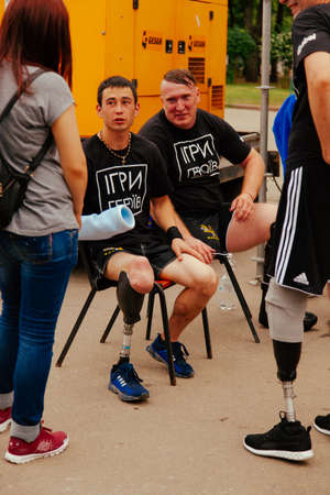 under the brand name "games for heroes" - the stage of the sports crossfit of all Ukrainian competitions for veterans of the war in Kharkov on June 9, 2018のeditorial素材