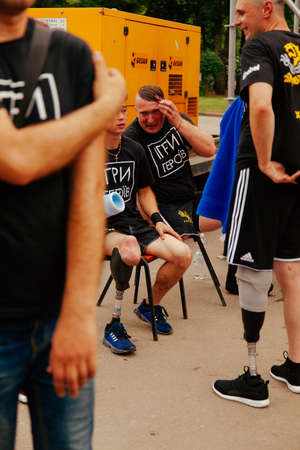 under the brand name "games for heroes" - the stage of the sports crossfit of all Ukrainian competitions for veterans of the war in Kharkov on June 9, 2018のeditorial素材