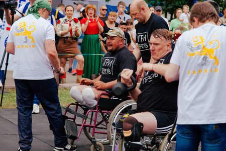 under the brand name "games for heroes" - the stage of the sports crossfit of all Ukrainian competitions for veterans of the war in Kharkov on June 9, 2018のeditorial素材
