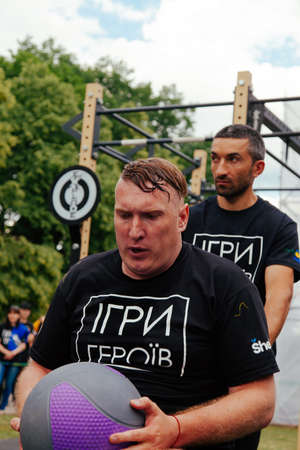 under the brand name "games for heroes" - the stage of the sports crossfit of all Ukrainian competitions for veterans of the war in Kharkov on June 9, 2018のeditorial素材