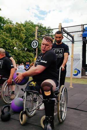 under the brand name "games for heroes" - the stage of the sports crossfit of all Ukrainian competitions for veterans of the war in Kharkov on June 9, 2018のeditorial素材