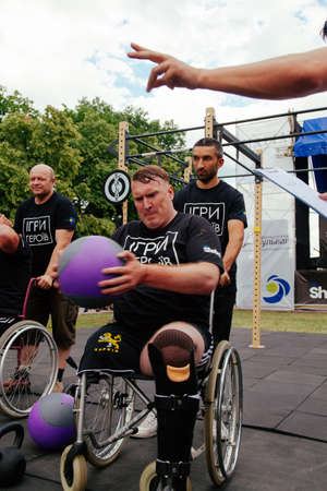 under the brand name "games for heroes" - the stage of the sports crossfit of all Ukrainian competitions for veterans of the war in Kharkov on June 9, 2018のeditorial素材