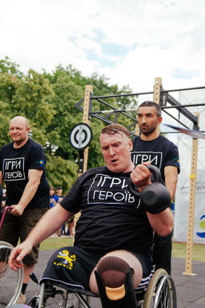 under the brand name "games for heroes" - the stage of the sports crossfit of all Ukrainian competitions for veterans of the war in Kharkov on June 9, 2018のeditorial素材