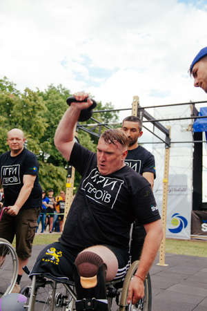 under the brand name "games for heroes" - the stage of the sports crossfit of all Ukrainian competitions for veterans of the war in Kharkov on June 9, 2018のeditorial素材