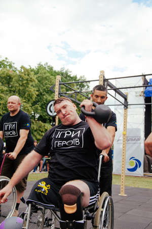 under the brand name "games for heroes" - the stage of the sports crossfit of all Ukrainian competitions for veterans of the war in Kharkov on June 9, 2018のeditorial素材