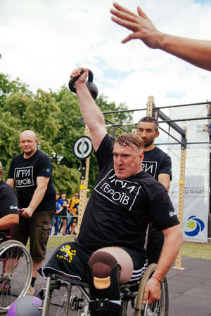 under the brand name "games for heroes" - the stage of the sports crossfit of all Ukrainian competitions for veterans of the war in Kharkov on June 9, 2018のeditorial素材