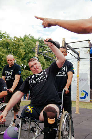 under the brand name "games for heroes" - the stage of the sports crossfit of all Ukrainian competitions for veterans of the war in Kharkov on June 9, 2018のeditorial素材