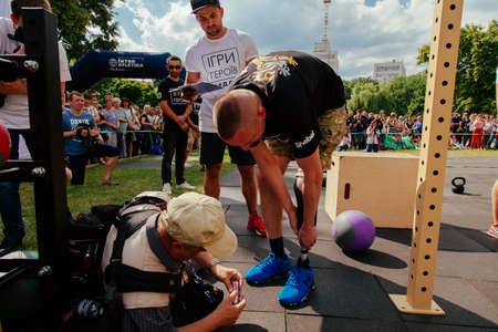 under the brand name "games for heroes" - the stage of the sports crossfit of all Ukrainian competitions for veterans of the war in Kharkov on June 9, 2018のeditorial素材