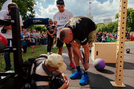 under the brand name "games for heroes" - the stage of the sports crossfit of all Ukrainian competitions for veterans of the war in Kharkov on June 9, 2018のeditorial素材