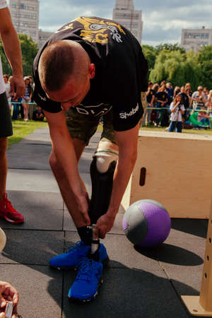 under the brand name "games for heroes" - the stage of the sports crossfit of all Ukrainian competitions for veterans of the war in Kharkov on June 9, 2018のeditorial素材