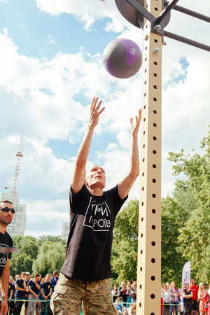 under the brand name "games for heroes" - the stage of the sports crossfit of all Ukrainian competitions for veterans of the war in Kharkov on June 9, 2018のeditorial素材