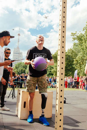 under the brand name "games for heroes" - the stage of the sports crossfit of all Ukrainian competitions for veterans of the war in Kharkov on June 9, 2018のeditorial素材