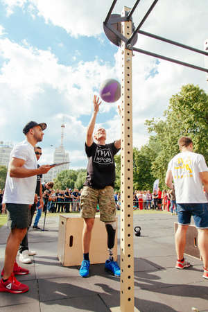 under the brand name "games for heroes" - the stage of the sports crossfit of all Ukrainian competitions for veterans of the war in Kharkov on June 9, 2018のeditorial素材