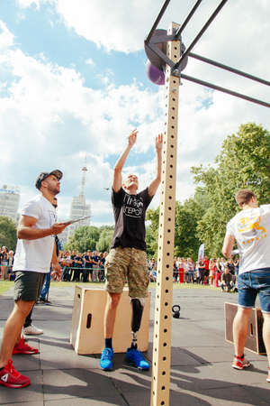 under the brand name "games for heroes" - the stage of the sports crossfit of all Ukrainian competitions for veterans of the war in Kharkov on June 9, 2018のeditorial素材