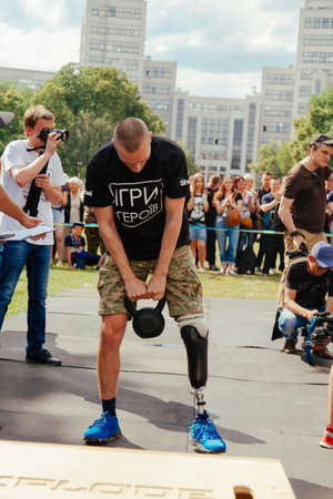 under the brand name "games for heroes" - the stage of the sports crossfit of all Ukrainian competitions for veterans of the war in Kharkov on June 9, 2018のeditorial素材
