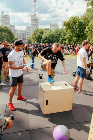 under the brand name "games for heroes" - the stage of the sports crossfit of all Ukrainian competitions for veterans of the war in Kharkov on June 9, 2018のeditorial素材