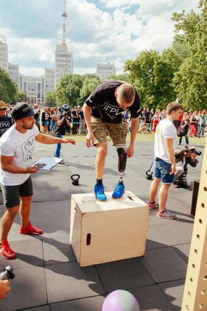 under the brand name "games for heroes" - the stage of the sports crossfit of all Ukrainian competitions for veterans of the war in Kharkov on June 9, 2018のeditorial素材