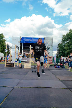 under the brand name "games for heroes" - the stage of the sports crossfit of all Ukrainian competitions for veterans of the war in Kharkov on June 9, 2018のeditorial素材