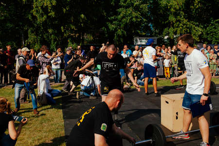 under the brand name "games for heroes" - the stage of the sports crossfit of all Ukrainian competitions for veterans of the war in Kharkov on June 9, 2018のeditorial素材