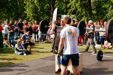 under the brand name "games for heroes" - the stage of the sports crossfit of all Ukrainian competitions for veterans of the war in Kharkov on June 9, 2018のeditorial素材