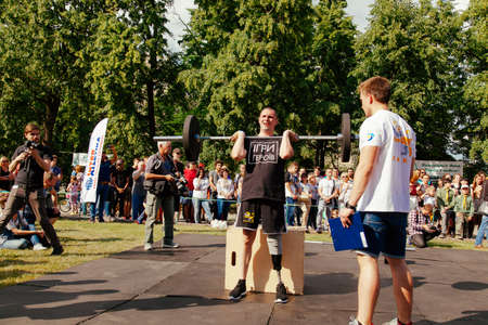 under the brand name "games for heroes" - the stage of the sports crossfit of all Ukrainian competitions for veterans of the war in Kharkov on June 9, 2018のeditorial素材