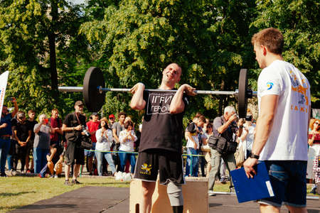 under the brand name "games for heroes" - the stage of the sports crossfit of all Ukrainian competitions for veterans of the war in Kharkov on June 9, 2018のeditorial素材