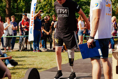 under the brand name "games for heroes" - the stage of the sports crossfit of all Ukrainian competitions for veterans of the war in Kharkov on June 9, 2018のeditorial素材