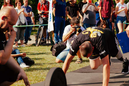 under the brand name "games for heroes" - the stage of the sports crossfit of all Ukrainian competitions for veterans of the war in Kharkov on June 9, 2018のeditorial素材