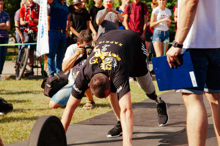 under the brand name "games for heroes" - the stage of the sports crossfit of all Ukrainian competitions for veterans of the war in Kharkov on June 9, 2018のeditorial素材