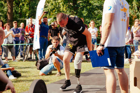 under the brand name "games for heroes" - the stage of the sports crossfit of all Ukrainian competitions for veterans of the war in Kharkov on June 9, 2018のeditorial素材