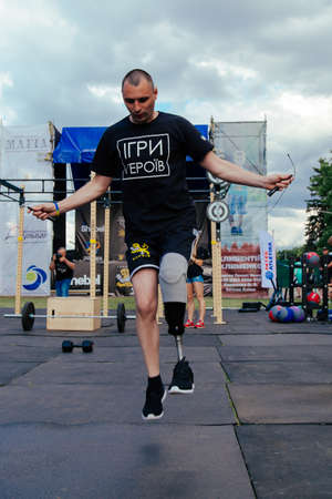 under the brand name "games for heroes" - the stage of the sports crossfit of all Ukrainian competitions for veterans of the war in Kharkov on June 9, 2018のeditorial素材