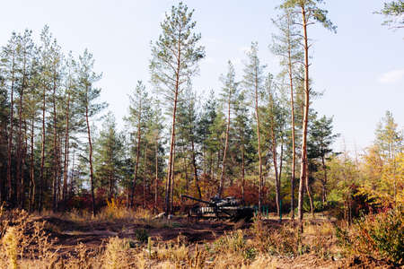 tank in a real war on donbassの写真素材