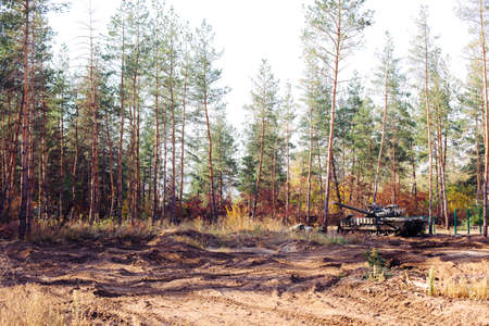 tank in a real war on donbassの写真素材