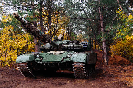 real battle tanks disguised in the trenches Donbass Ukraine
