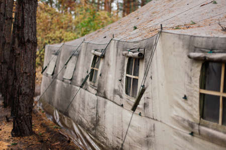 everyday conditions of soldiers on the Donbass of Ukraineの写真素材