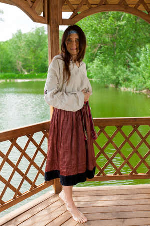 Ukrainian woman in national clothesの写真素材