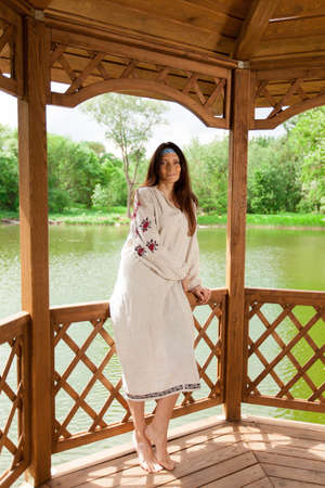 Ukrainian woman in national clothesの写真素材