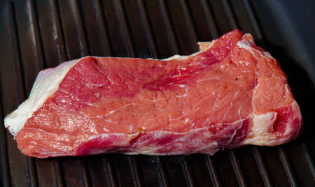 grilled beef on the panの写真素材