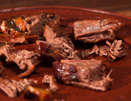 hot sliced beef steak on a plateの写真素材