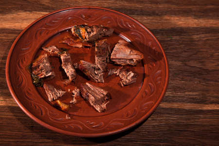 hot sliced beef steak on a plate top viewの写真素材