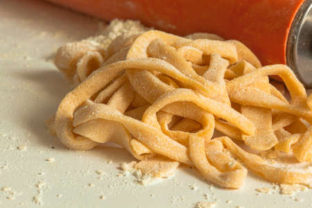 home cooking - making italian pasta from doughの写真素材