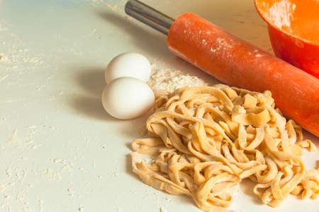 home cooking - making italian pasta from doughの写真素材