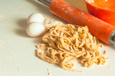 home cooking - making italian pasta from doughの写真素材